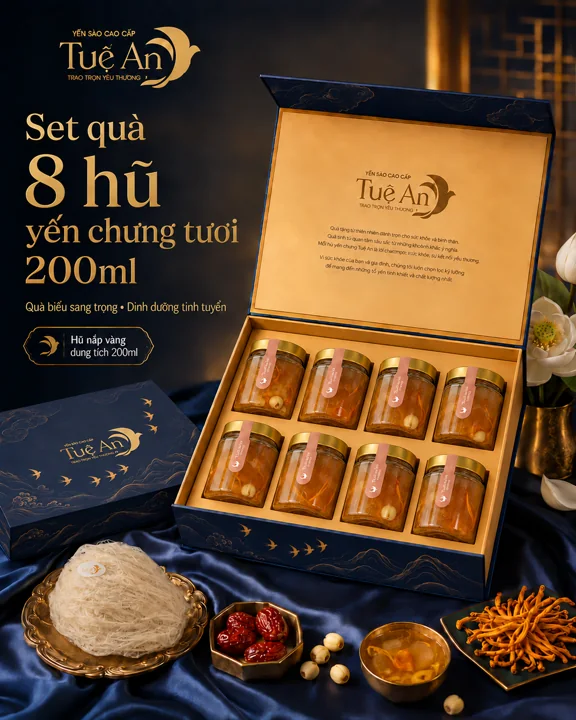 Bát Bửu Nhất Phẩm — set quà yến chưng tươi 200ml 8 hũ Tuệ An